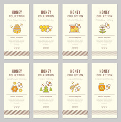 Vector card template with natural honey tags (sorts of honey) - obrazy, fototapety, plakaty