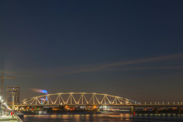 Waal bridge at dusk twilight, Nijmegen, The Netherlands