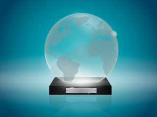 Glass trophy award. Vector award on gray background