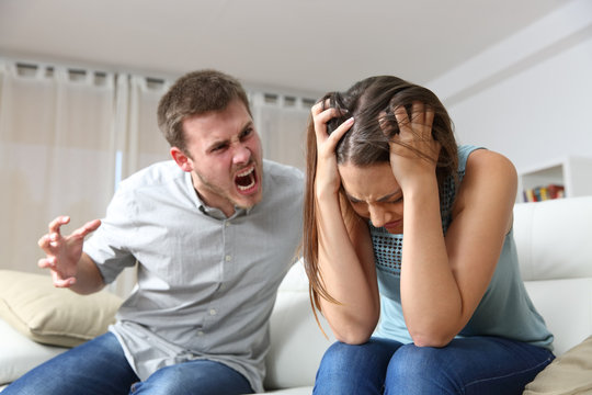 Couple arguing with husband shouting