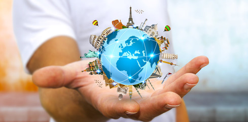 Man travelling the world