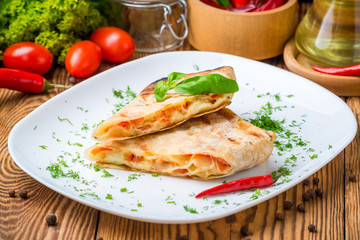 pita bread with cheese on the plate