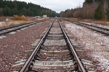 Fototapeta na wymiar Straight railroad tracks.