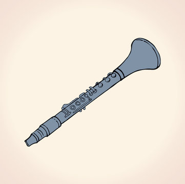 Vector Line Drawing Clarinet