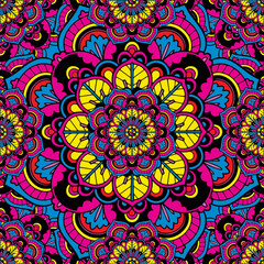 Seamless repeating pattern consisting of colored mandal.Vector