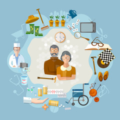 Nursing home,  social help elderly, medicine for old men
