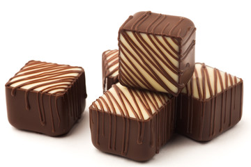 Group of chocolate sweets on a white background, isolated
