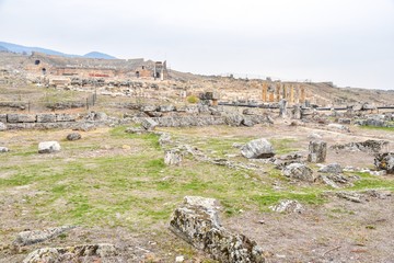 Fototapeta na wymiar Ruins of the Ancient City of Hierapolis Near Pamukkale, Turkey