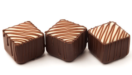 Group of chocolate sweets on a white background, isolated
