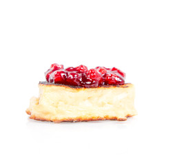 Heart shaped pancake with cowberry jam