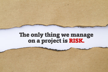 The only thing we manage on a project is RISK message written under torn paper.
