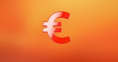 Euro sign Red 3d Icon