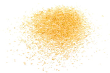 pile brown sugar isolated on white background, sugarcane texture