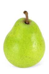 Birne der Sorte 'Alexander Lucas' isoliert auf weißem Hintergrund