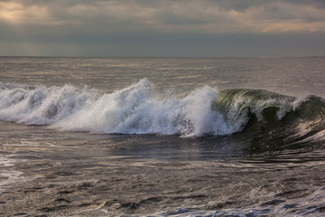 waves of the sea breaking on the beach, Poti, Georgia