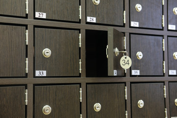 Interior of a locker room in fitness club