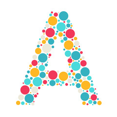 Colorful letter A icon made with circles