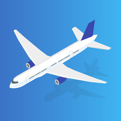 Large passenger Airplane 3d isometric illustration. Flat high quality transport. Vector