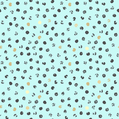 Black and golden spots, abstract blue background