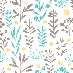 Vector seamless endless pattern with branches, wedding floral ornament, fashion fabric bridal backdrop