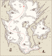 Vector old map, pirate treasure © max_776