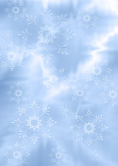 Gentle bluish zigzag background with white snowflakes
