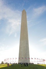 Washington Monument and circle of flags in Washington DC