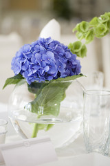 Weselny stół z hortensją