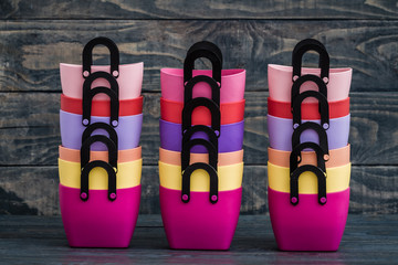 Colorful Small Decorative Plastic Bags with handle