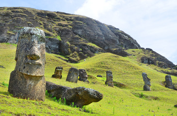 Moai statues on Easter Island 
 - obrazy, fototapety, plakaty