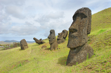 Moai statues on Easter Island 
