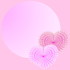 Pink fluffy hearts on a gradient background. For banners and invitations. Valentine's day. Vector illustration.