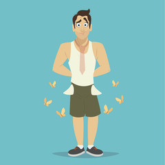 Naked businessman with a transparent tie. Business bankruptcy concept.