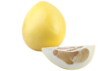 yellow pomelo and slice isolated on white background
