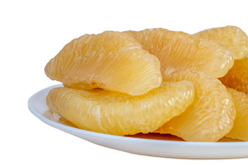 Pamela slices on a plate isolated on white background