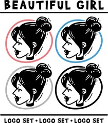 beautiful girl logo set