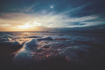 Foto auf Acrylglas Küste Sonnenuntergang über dem Nordseestrand