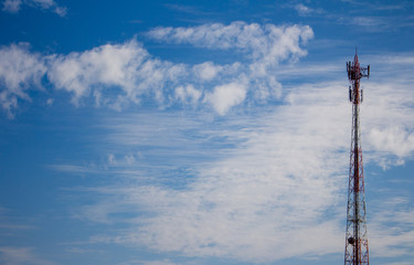 tower mobile phone on blue sky, with copy space