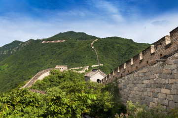 Fototapeta na wymiar View of the China Great Wall in Mutianyu, China; Concept for travel in China