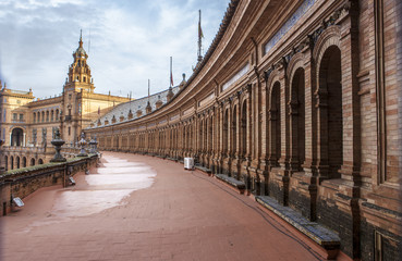View of Plaza de Espana from the flat roof, Seville - obrazy, fototapety, plakaty