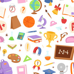 School icons seamless pattern background vector.