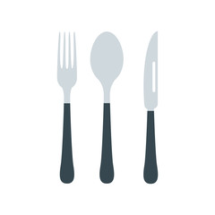 Cutlery set with fork, knife and spoon vector illustration.