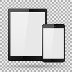 Modern digital tablet PC with mobile smartphone, phone on isolate background, vector illustration EPS10