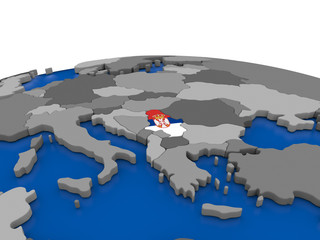 Serbia on 3D globe