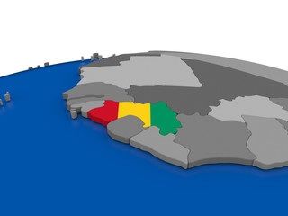 Guinea on 3D globe