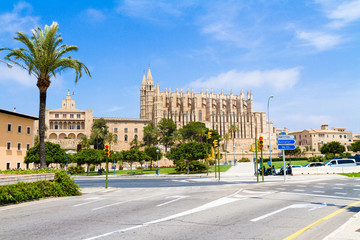 Palma de Mallorca Cathedral and Almudaina Royal Palace panoramic