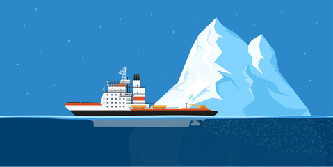 iceberg and ship - obrazy, fototapety, plakaty