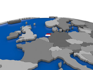 Netherlands on 3D globe