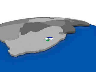 Lesotho on 3D globe