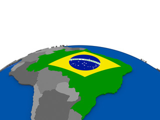 Brazil on 3D globe